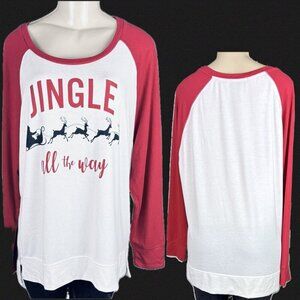 Modern Canvas +XXL Off-White/Red Santa's Sleigh Graphic Raglan Long Sleeve Top